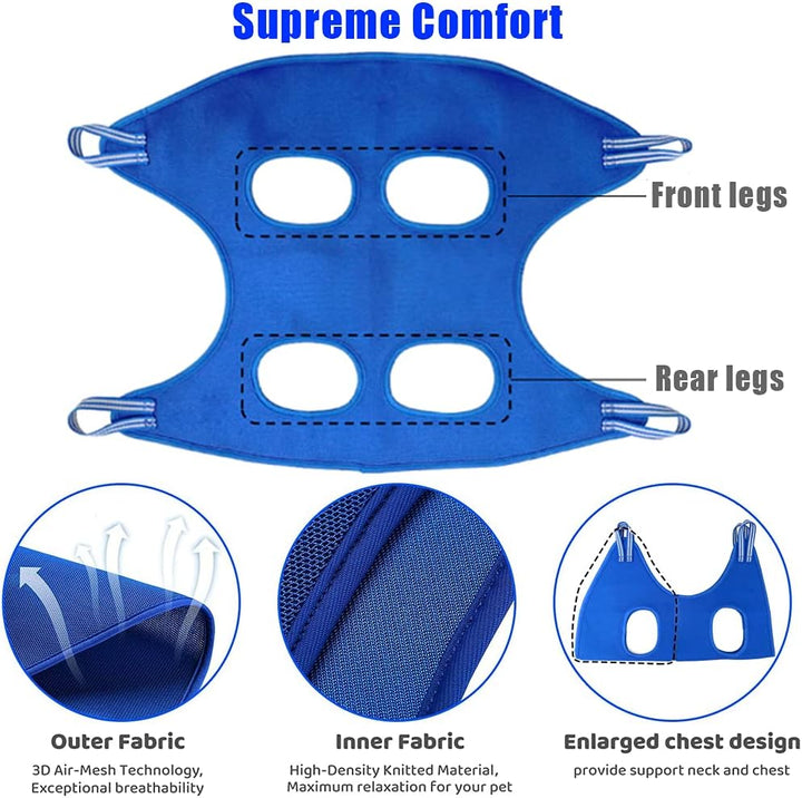 6 in 1 Pet Grooming Hammock Harness for Dogs& Cats, Breathable Dog Hammock Restraint Bag for Medium-Sized Pet, Dog Grooming Helper with Nail Clipper/File for Nail Trimming, Ear/Eye Care