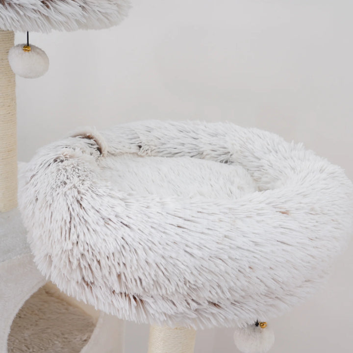 8-Level 72.4" Cat Tree Sanctuary with Condos Hammock Perches Toys, Cream