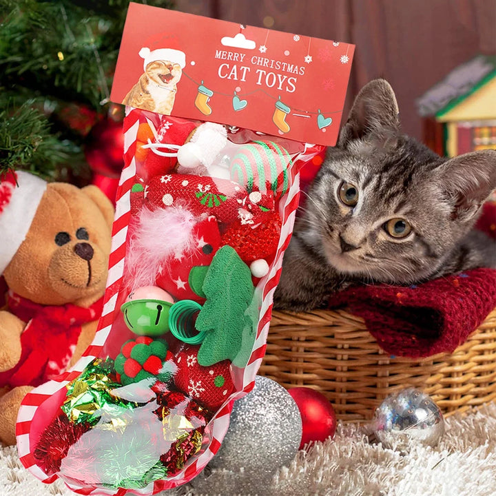 Interactive Christmas Cat Toy, Gift Set, Indoor, 18 Piece