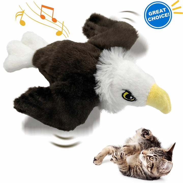 Furrygo Interactive Cat Toys Flapping Eagle for Indoor Cats Rechargeable Cat Toy Vivid Chirping, Automatic Beating Wings Kitty Toys with Catnip for Kitten Exercise, Hanging Toys Self Play