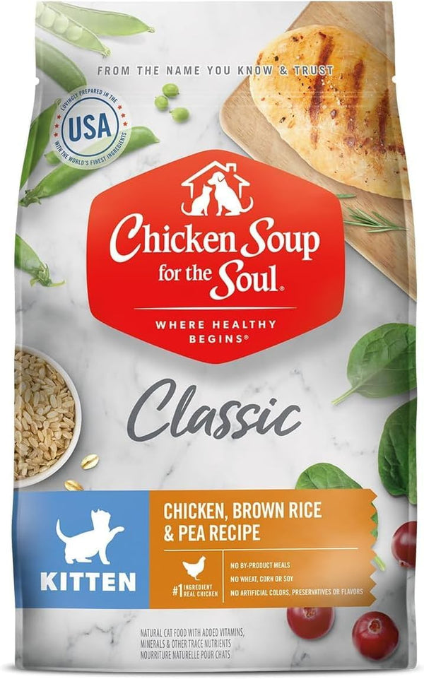All Natural Premium Dry Kitten Food, Real Meat First Ingredient, No By-Products, Supports Brain & Vision Development, Chicken, Brown Rice & Pea, 12Lb
