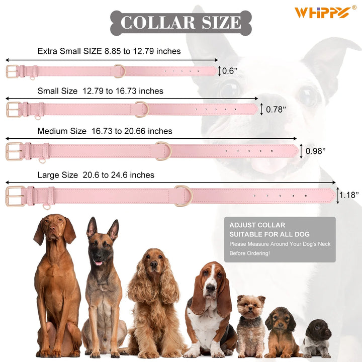Leather Dog Collar, Soft Padded Dog Collar for Puppy Small Medium Large Dogs