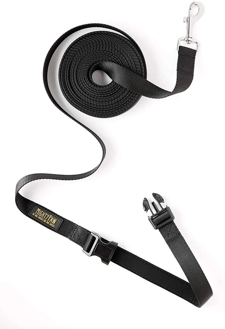 Long Dog Leash, Pet Leash, for off Leash Recall Training Quality Nylon Tie Out Includes a Buckled Padded Handle for Yard Camping and Training, Puppy Leash, 15Ft
