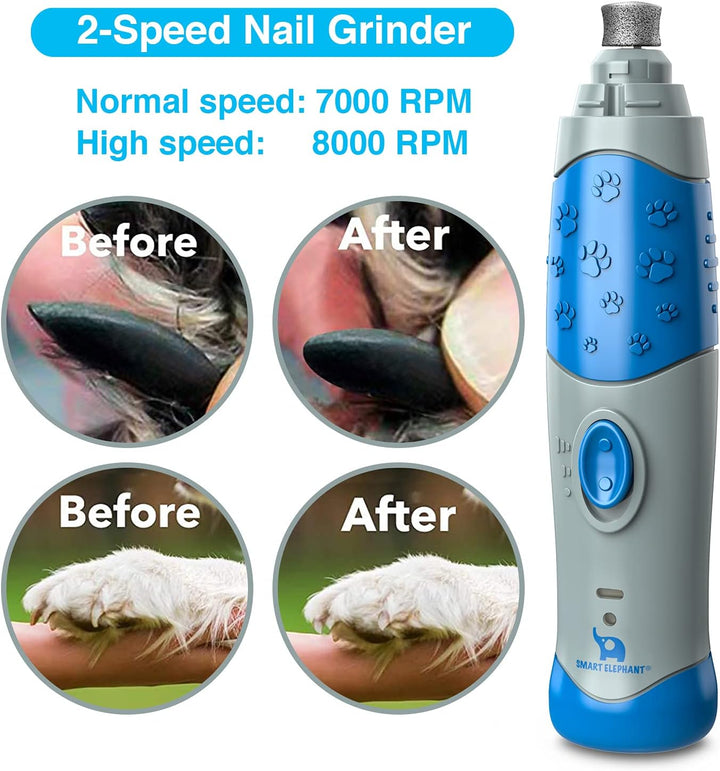 Dog Nail Grinder with LED Lighting & Super Quiet Run,2-Speed Pet Nail Grinder with 2000Mah Li Battery for Small Medium and Large Dogs & Cats,Painless Paws Grooming & Smoothing