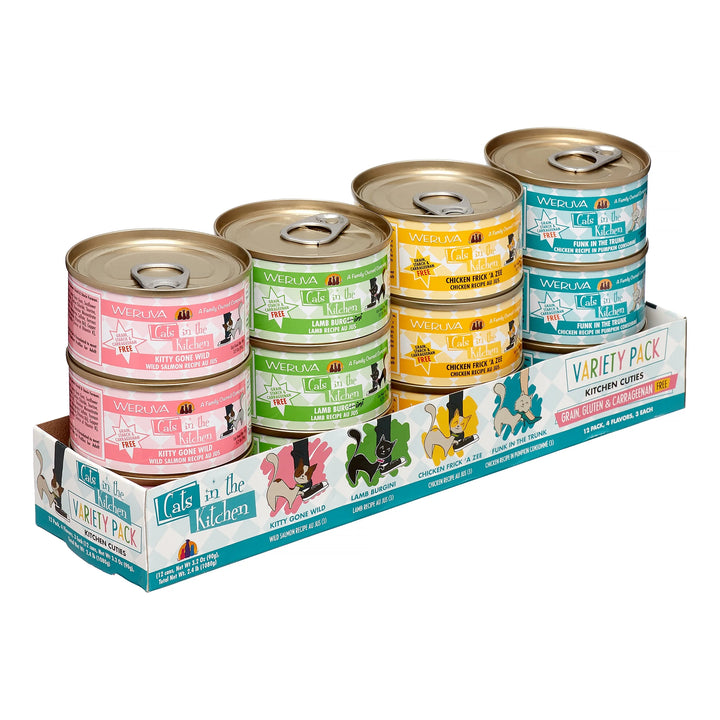 (12 Pack)  Cats in the Kitchen Cuties Variety Pack Grain-Free Wet Cat Food, 3.2 Oz. Cans