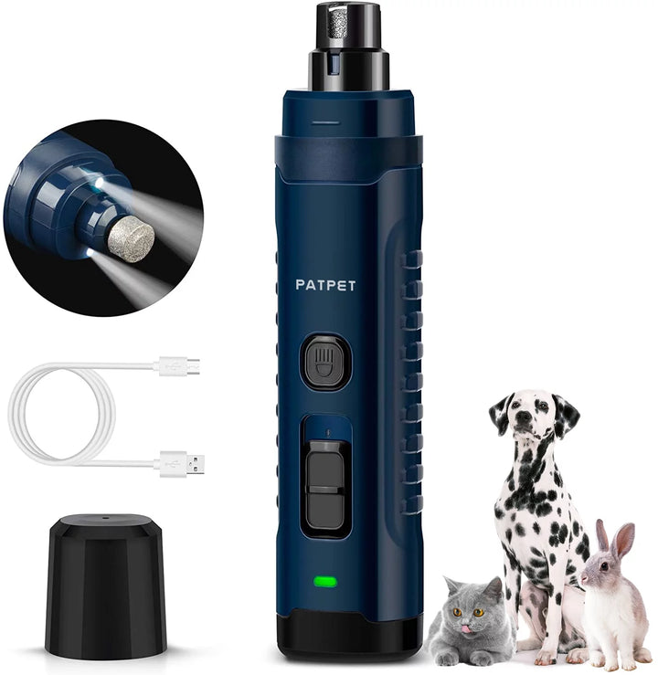 Dog Nail Trimmers, Rechargeable Electric Pet Nail Grinder, 2-LED Electric Dog & Cat Nail Grinder ,Quiet Design,2-Speed