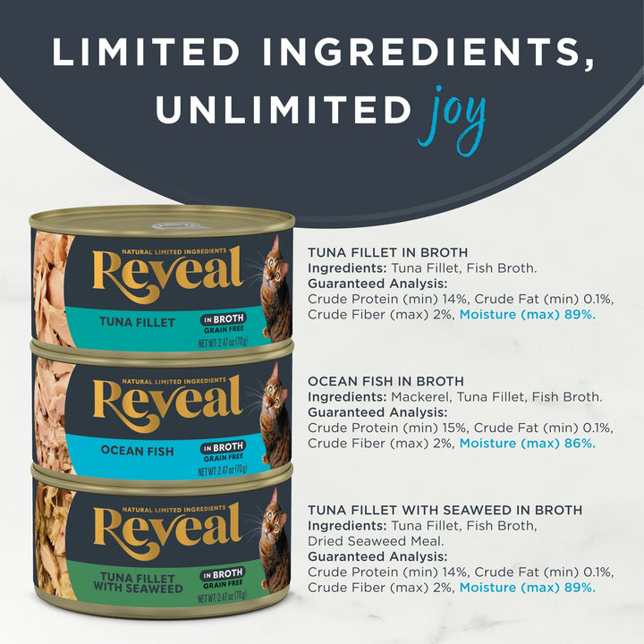 , Natural Wet Cat Food, Fish in Broth Variety Pack, 2.47Oz Can