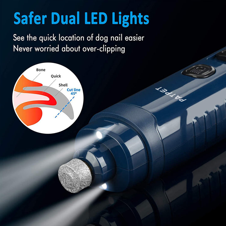 Dog Nail Trimmers, Rechargeable Electric Pet Nail Grinder, 2-LED Electric Dog & Cat Nail Grinder ,Quiet Design,2-Speed