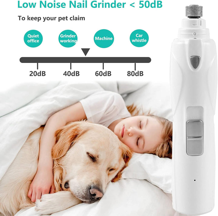 Dog Nail Grinder, Electric Dog Nail Trimmer with 3-Speed, Recharge Pet Nail Trimmer, Paw Smoothing &Grooming, Pet Nail Grinder for Small, Medium and Large Dogs&Cats-Low Noise&Quiet-Bit