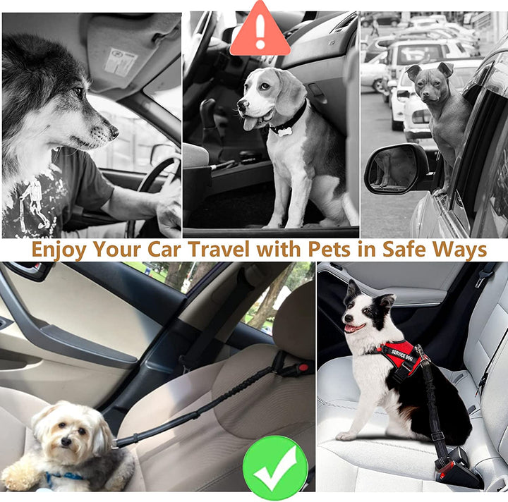 Dog Seat Belt, 2-In-1 Headrest Restraint Dog Car Seatbelt Pet Car Safety Seat Belt Clip Buckle Tether for Large Medium Small Dogs with Dog Bowl