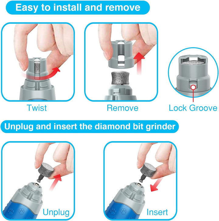 Dog Nail Grinder with LED Lighting & Super Quiet Run,2-Speed Pet Nail Grinder with 2000Mah Li Battery for Small Medium and Large Dogs & Cats,Painless Paws Grooming & Smoothing