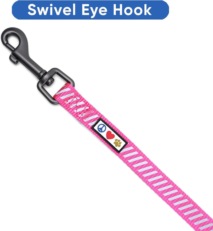 Pet Leash - Reflective Dog Leash | Comfortable Handle, Heavy Duty, Highly Visible Threads | 6 Foot Pink Dog Training Leash