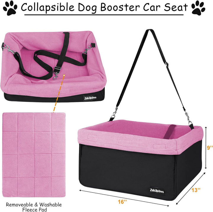 Portable Car Dog Booster Seat, Breathable Pet Carrier with Seat Belt, Safety Travel Lookout 16-In