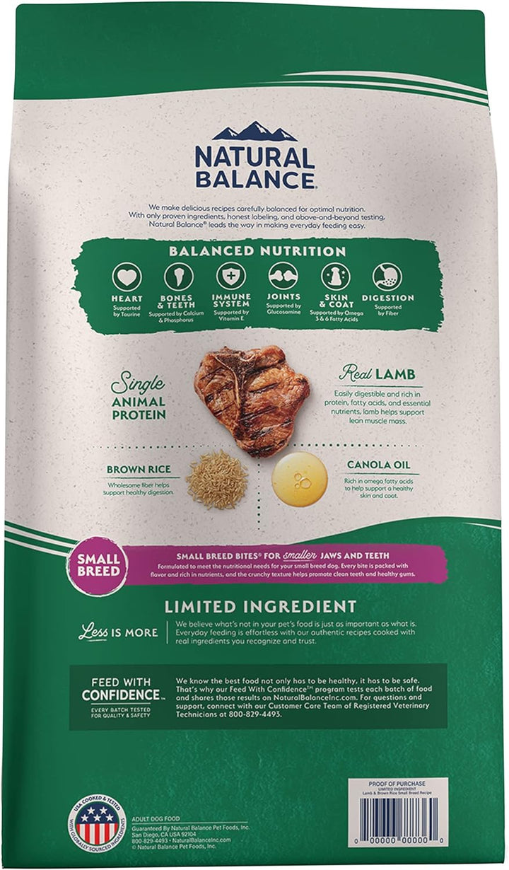 Limited Ingredient Small-Breed Adult Dry Dog Food with Healthy Grains, Lamb & Brown Rice Recipe, 4 Pound (Pack of 1)