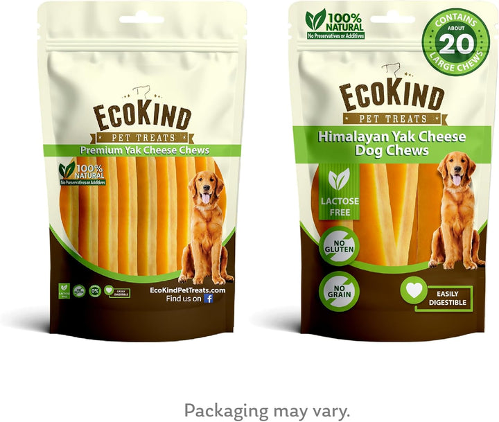 Ecokind Premium Gold Yak Cheese Himalayan Dog Chews, Dog Treats Large Breed, All Natural, High Protein, for Aggressive Chewers, Large - 18+ Chews
