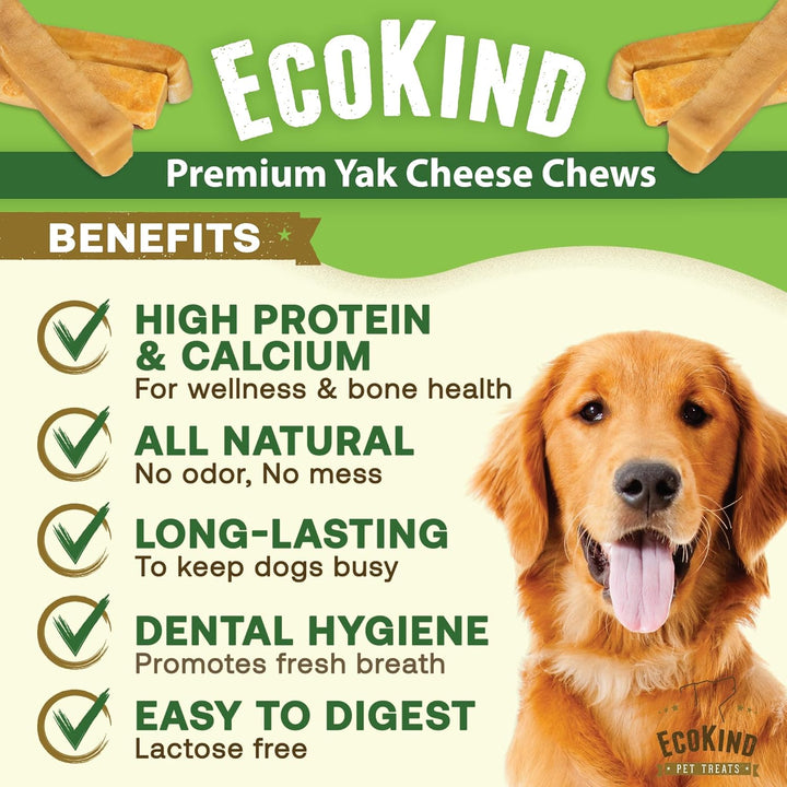 Ecokind Premium Gold Yak Cheese Himalayan Dog Chews, Healthy Dog Treats, Yak Chews for Small Dogs, All Natural, Long Lasting Dog Chew for Aggressive Chewers, High Protein Puppy Treat, Small - 8 Chews