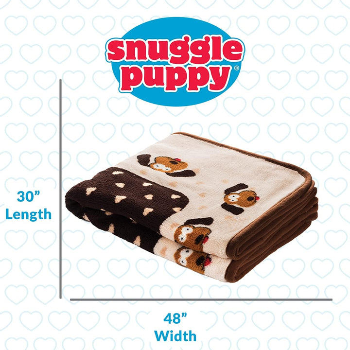 Snuggle Puppy Soft Dog Blanket for Small & Large Dogs | Plush Pet Throw for Couch, Bed & Crate | Long-Lasting, Machine Washable Fleece Puppy Blanket – Warm & Cozy for Cats & Dogs (Brown Pattern)