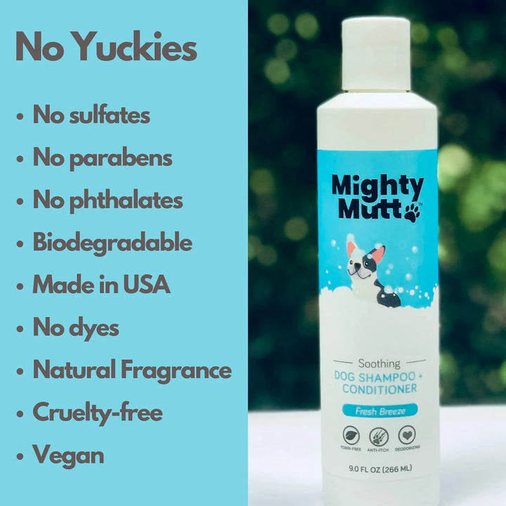 Natural Hypoallergenic Dog Shampoo & Conditioner - Soothing Anti-Itch Formula for Smelly Dogs - 9 Oz