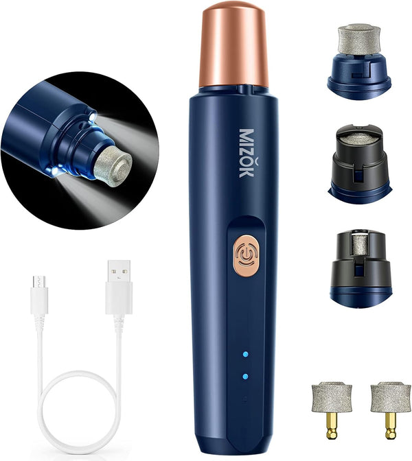 Dog Nail Grinder with 2 LED Light - Super Quiet Run for 15H Pet Nail Trimmer, 2-Speed Powerful Motor Pet Nail Grinder for Large Medium Small Dogs and Cats (Blue)