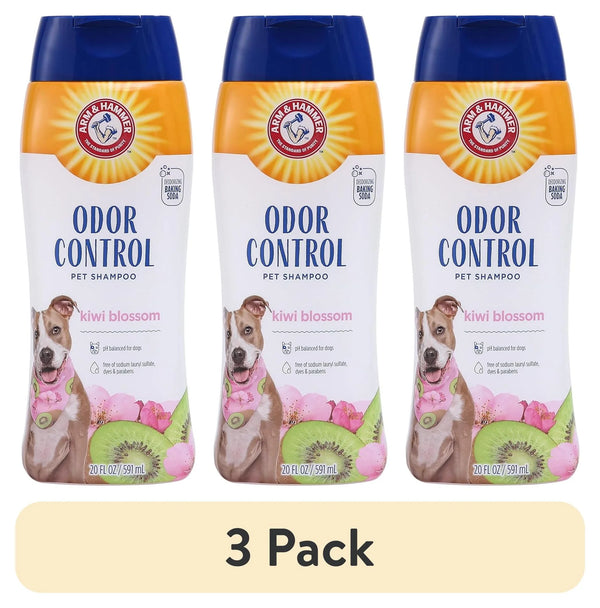 Revitalize Your Pup: 3-Pack Dog Deodorizing Shampoo with Baking Soda & Kiwi Blossom - 20 Oz Each
