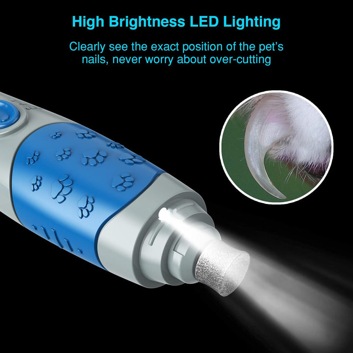 Dog Nail Grinder with LED Lighting & Super Quiet Run,2-Speed Pet Nail Grinder with 2000Mah Li Battery for Small Medium and Large Dogs & Cats,Painless Paws Grooming & Smoothing