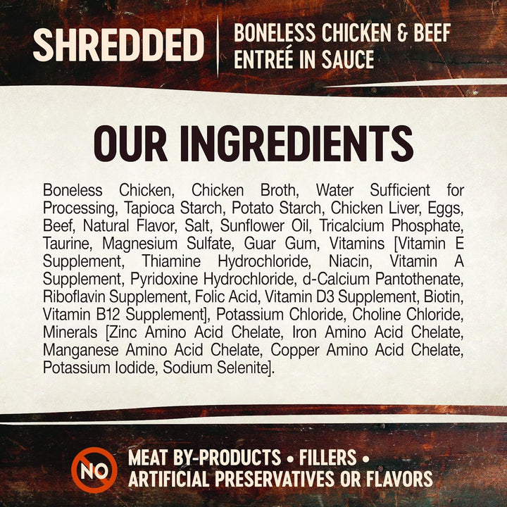 CORE Signature Selects Shredded Adult Wet Cat Food, Natural, Protein-Rich, Grain Free, 2.8 Ounce, 12 Pack (Chicken & Beef Entree)