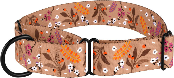Martingale Collars for Dogs Heavy Duty Floral Pattern Female Safety Nylon Training Wide Collar Flower Design Large Medium (XL, Neck Size 19"-24", Aquamarine)