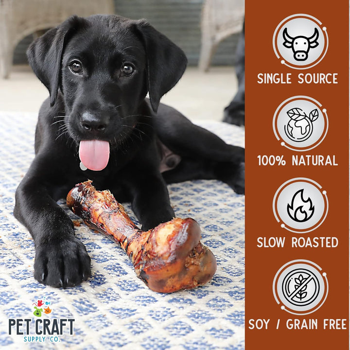 ALL Natural Healthy Pork Femur Bones Dog Chews Treats for Medium Tough Chewers Long Lasting Rawhide Free Made in USA Premium Grade Slow Roasted High Protein