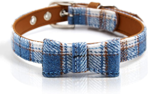 Dog Collar for X-Small Small Medium Large Dogs Classic Plaid Bow Tie Adjustable Buckle Cats Puppy Dogs Collars-L