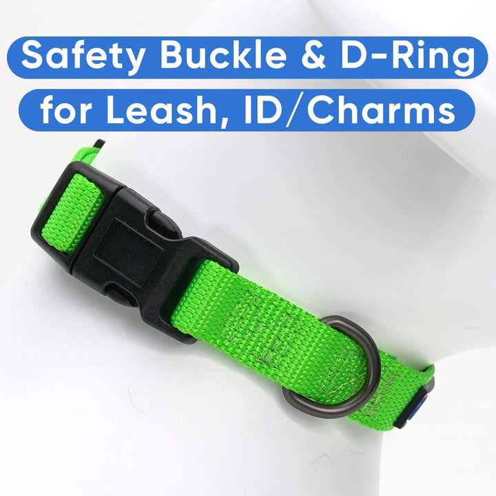 Dog Collar for Medium Dogs Training Puppy Collar with Solid - M - Green