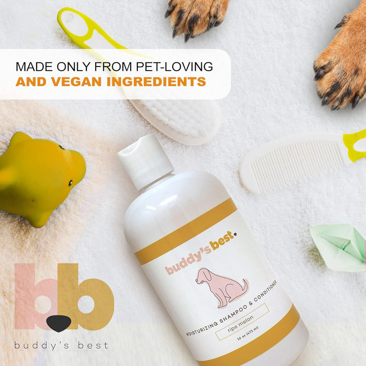Revitalize Your Pup with Our Ripe Melon Scented Dog Shampoo & Conditioner - Perfect for Smelly Dogs with Dry, Sensitive Skin - 16oz Moisturizing Wash