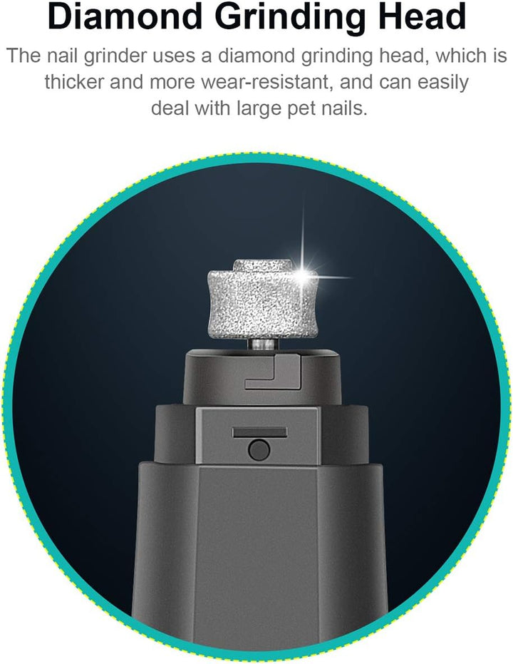 Dog Nail Grinder, Dog Nail Trimmer Rechargeable Pet Nail Grinder Painless Dog Nail Trimmer Two Speeds Grooming Tool for Dogs & Cats (White)