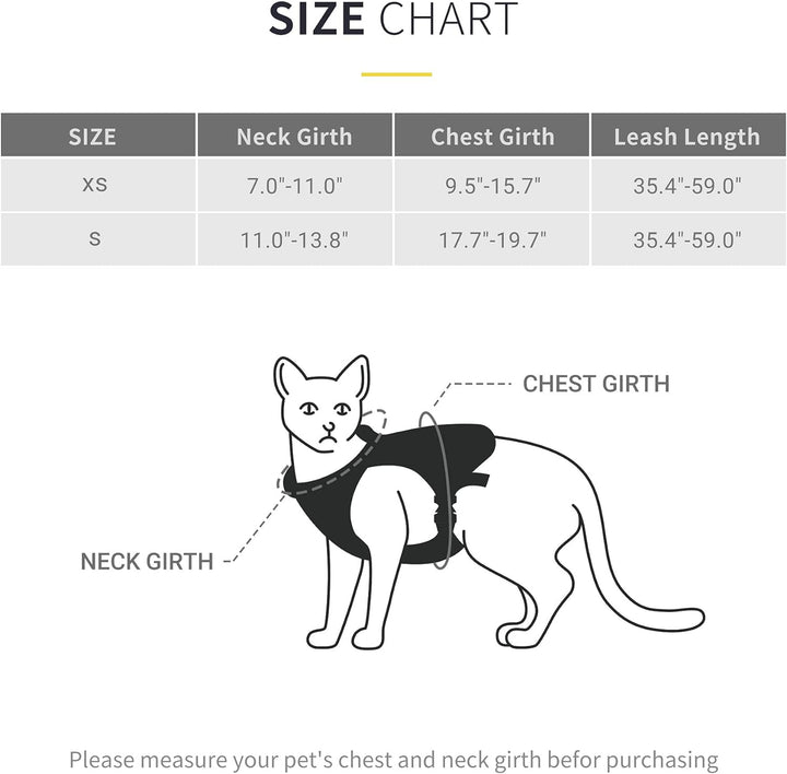 Cat Leash and Harness Set for Walking, Adjustable Breathable Kitten Harness and Leash with Safety Reflective Strap