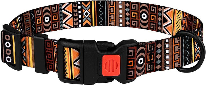 Tribal Dog Collar Aztec Pattern Adjustable Nylon Pet Collars for Small Medium Large Dogs Puppy (Pattern 3, Neck Fit 18"-26")