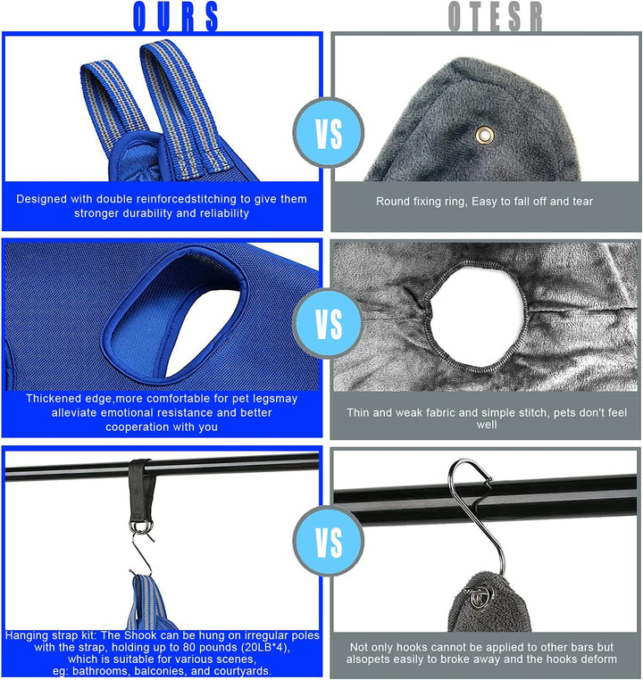 6 in 1 Pet Grooming Hammock Harness for Dogs& Cats, Breathable Dog Hammock Restraint Bag for Medium-Sized Pet, Dog Grooming Helper with Nail Clipper/File for Nail Trimming, Ear/Eye Care