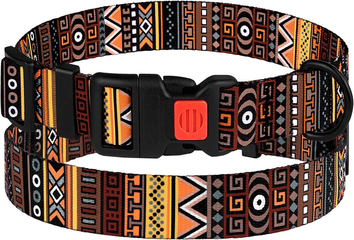Tribal Dog Collar Aztec Pattern Adjustable Nylon Pet Collars for Small Medium Large Dogs Puppy (Pattern 3, Neck Fit 18"-26")