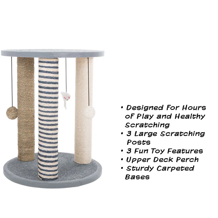 Cat Scratching Post - Scratcher Posts with Carpeted Scratch Pad Base and Perch - Furniture Scratching Deterrent for Indoor Cats