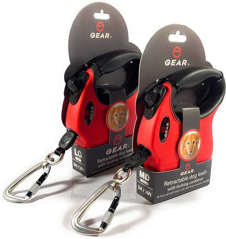 Retractable Dog Leash for Large and Medium Dogs with Locking Carabiner | Heavy Duty 16 Ft Strong Reflective Polyester Webbing, 1-Button Break & Lock, Anti-Slip Handle, Tangle Free