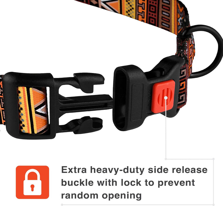 Tribal Dog Collar Aztec Pattern Adjustable Nylon Pet Collars for Small Medium Large Dogs Puppy (Pattern 3, Neck Fit 18"-26")