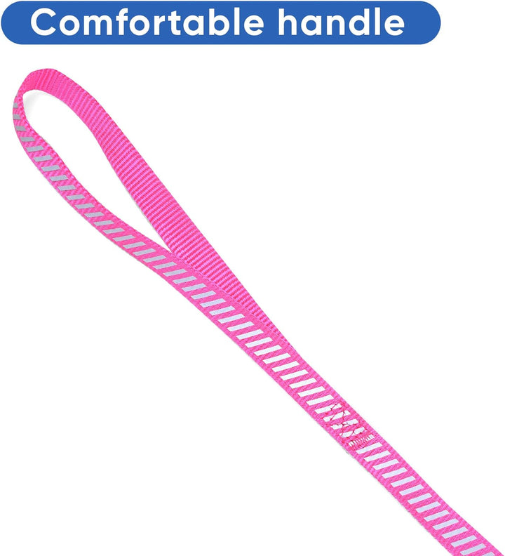 Pet Leash - Reflective Dog Leash | Comfortable Handle, Heavy Duty, Highly Visible Threads | 6 Foot Pink Dog Training Leash