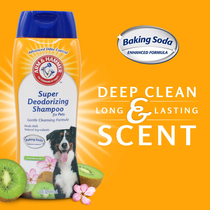 Revitalize Your Pup: 3-Pack Dog Deodorizing Shampoo with Baking Soda & Kiwi Blossom - 20 Oz Each