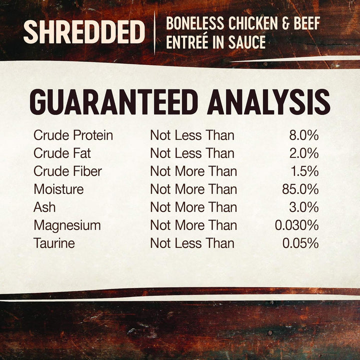 CORE Signature Selects Shredded Adult Wet Cat Food, Natural, Protein-Rich, Grain Free, 2.8 Ounce, 12 Pack (Chicken & Beef Entree)