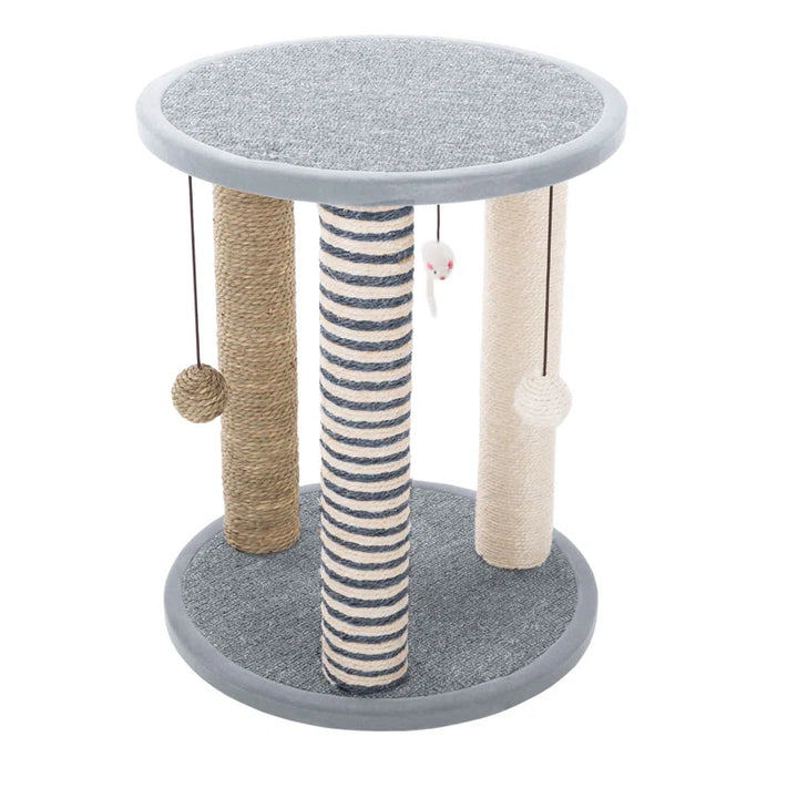 Cat Scratching Post - Scratcher Posts with Carpeted Scratch Pad Base and Perch - Furniture Scratching Deterrent for Indoor Cats