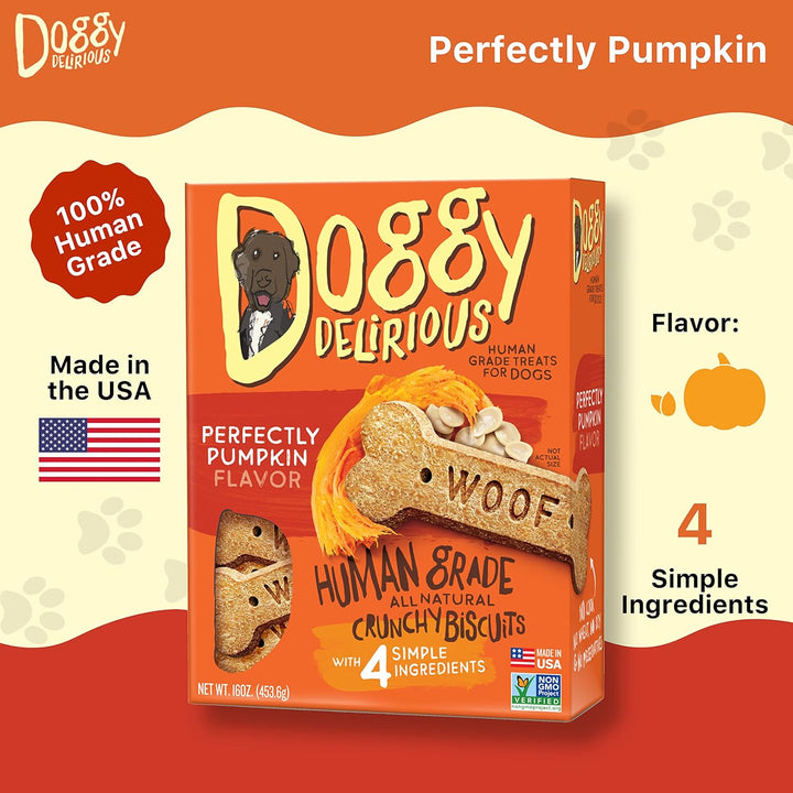 Crunchy Dog Treats – for All Pet Sizes, Breeds – All-Natural Puppy Treat – 100% Human-Grade – Delicious Pet Treat Bones, Snacks for Dogs – Pumpkin