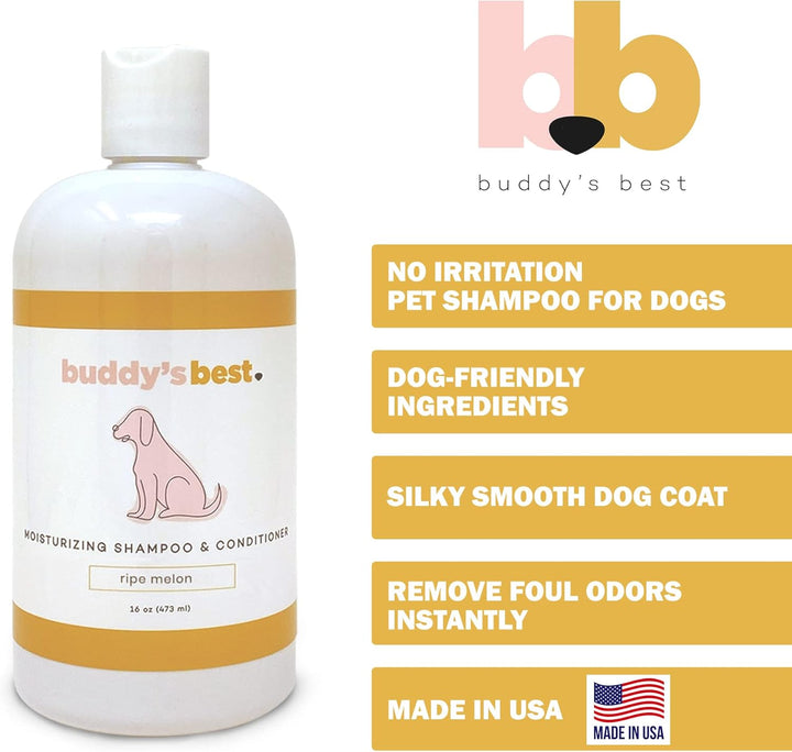 Revitalize Your Pup with Our Ripe Melon Scented Dog Shampoo & Conditioner - Perfect for Smelly Dogs with Dry, Sensitive Skin - 16oz Moisturizing Wash