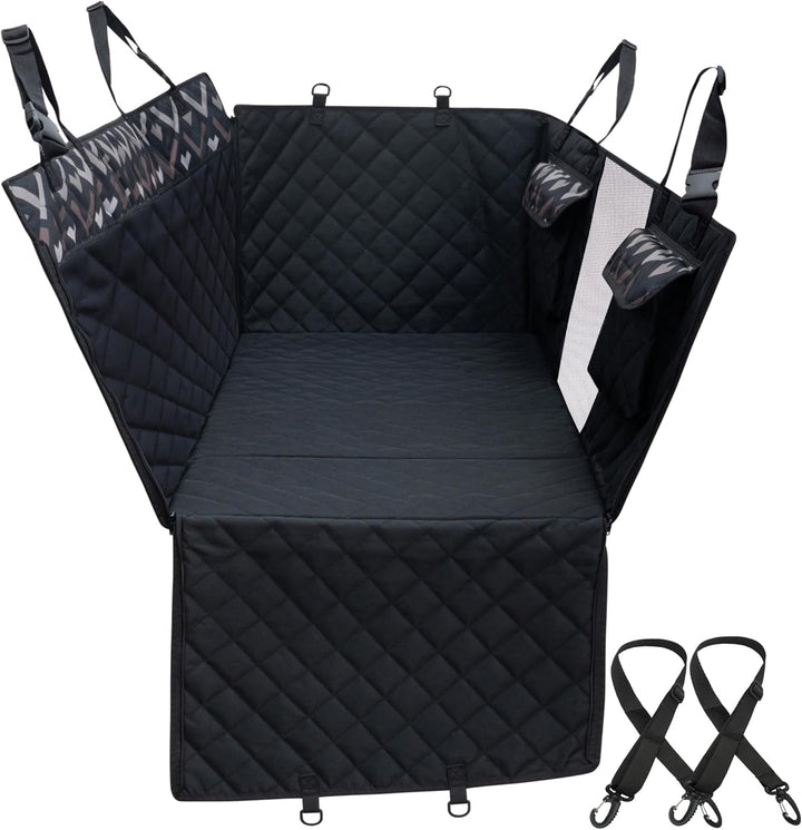 Back Seat Extender, Car Seat Cover for Dogs with Hard Bottom as a Hammock Bridge for Pets Travel, Waterproof Back Protector Fits for Standard Cars & Suvs (Black)