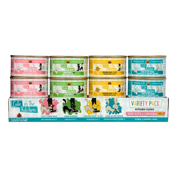(12 Pack)  Cats in the Kitchen Cuties Variety Pack Grain-Free Wet Cat Food, 3.2 Oz. Cans