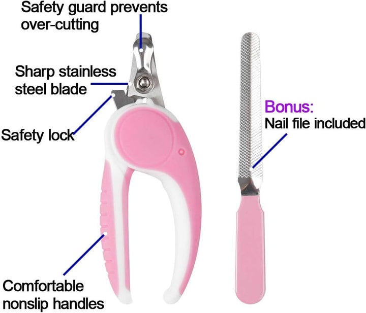 Dog Nail Clippers,Dog Nail Trimmer with Safety Guard to Avoid Over,Stainless Steel Razor Sharp Blades,Professional Grooming Tool at Home for Small Breed Dogs Cats Pink