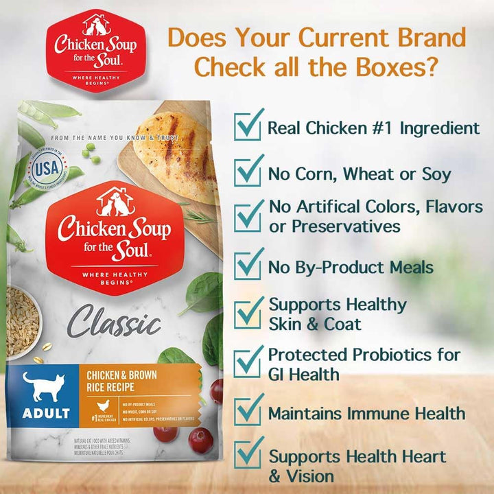 All Natural Premium Adult Dry Cat Food, Real Meat First Ingredient, No By-Products, Supports Heart, Gut & Immune Health, Chicken & Brown Rice, 4.5Lb