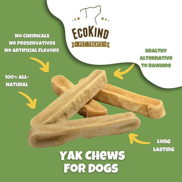Ecokind Premium Gold Yak Cheese Himalayan Dog Chews, Dog Treats Large Breed, All Natural, High Protein, for Aggressive Chewers, Large - 18+ Chews